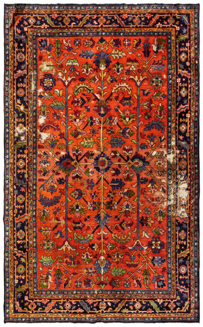 Vintage Hooked Heriz Handwoven Transitional Rug