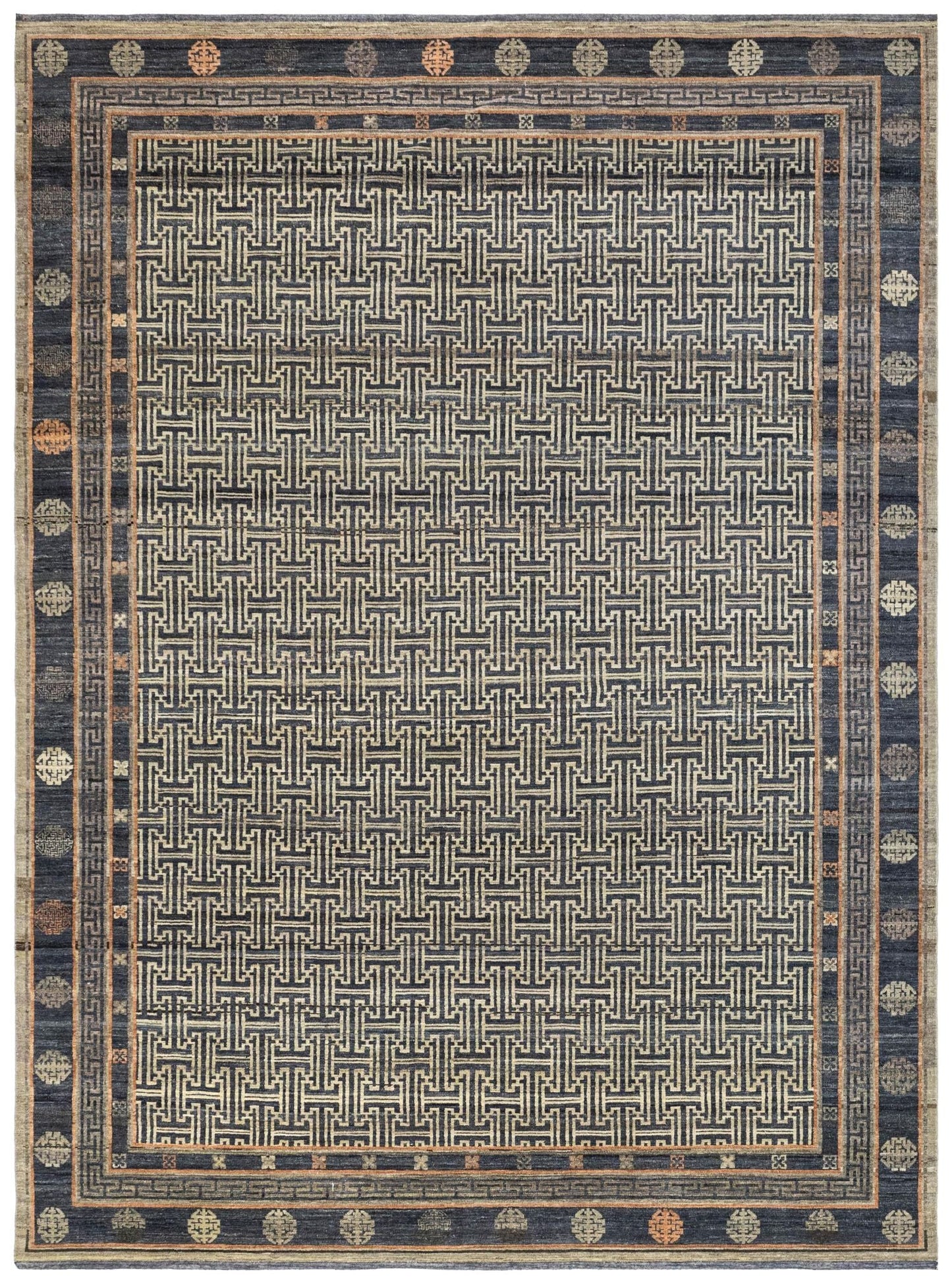 Khotan Fret Handwoven Transitional Rug