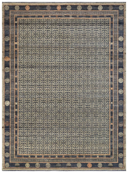 Khotan Fret Handwoven Transitional Rug