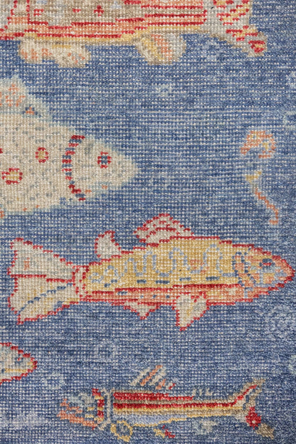 Large Fish Handwoven Transitional Rug, J87619