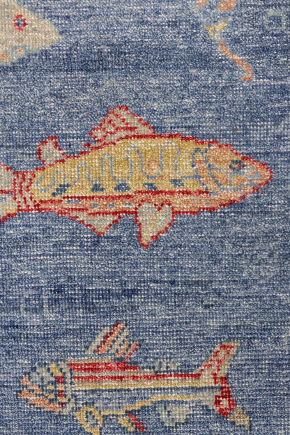 Large Fish Handwoven Transitional Rug, J87646