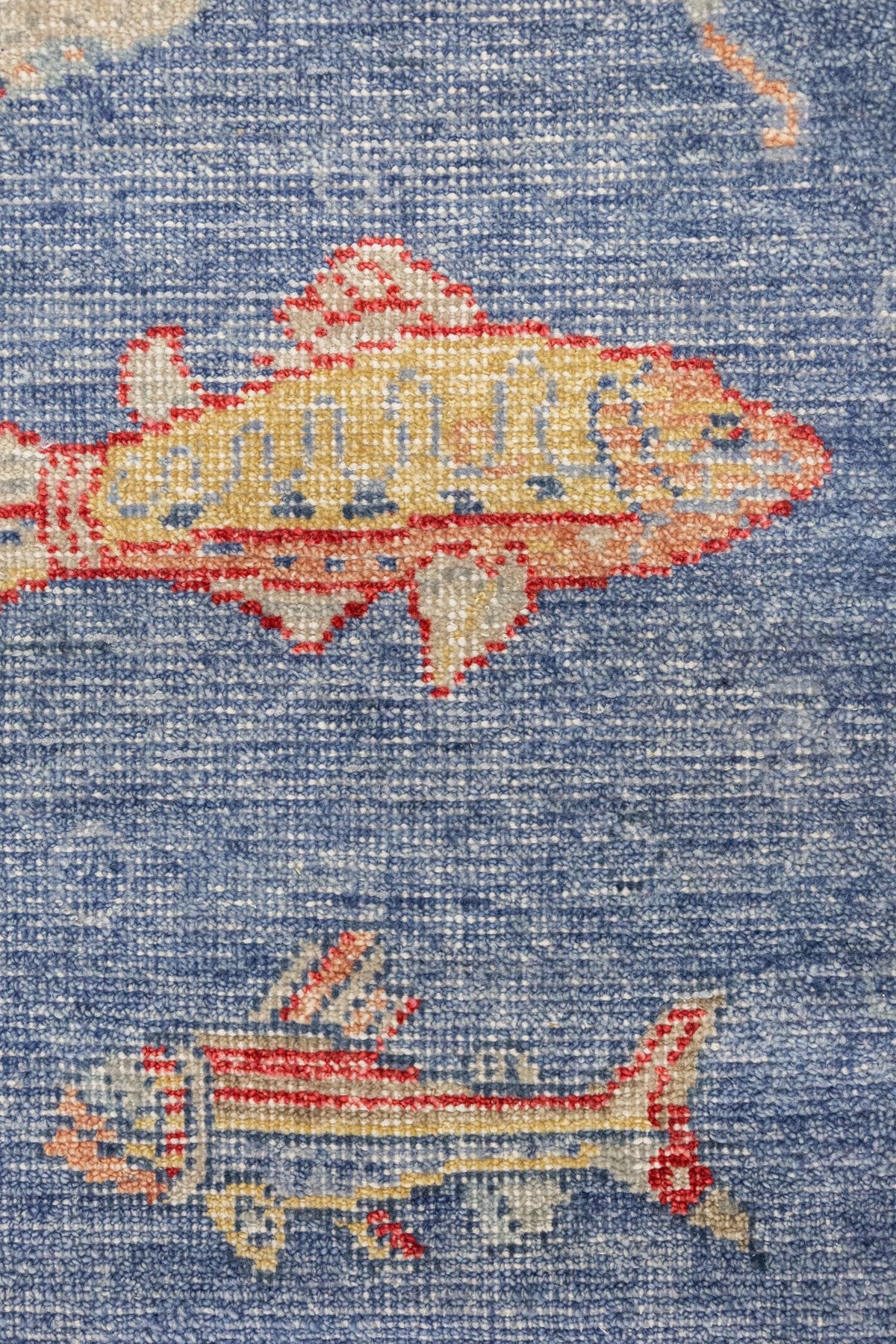 Large Fish Handwoven Transitional Rug, J87647