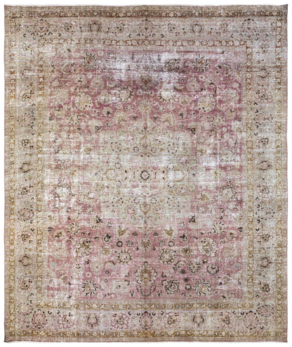 Vintage Mashad Handwoven Transitional Rug