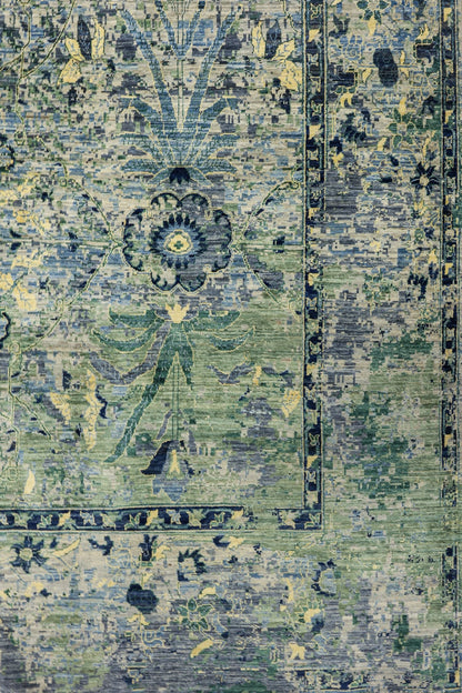 Moghul Erased Handwoven Transitional Rug, J81135