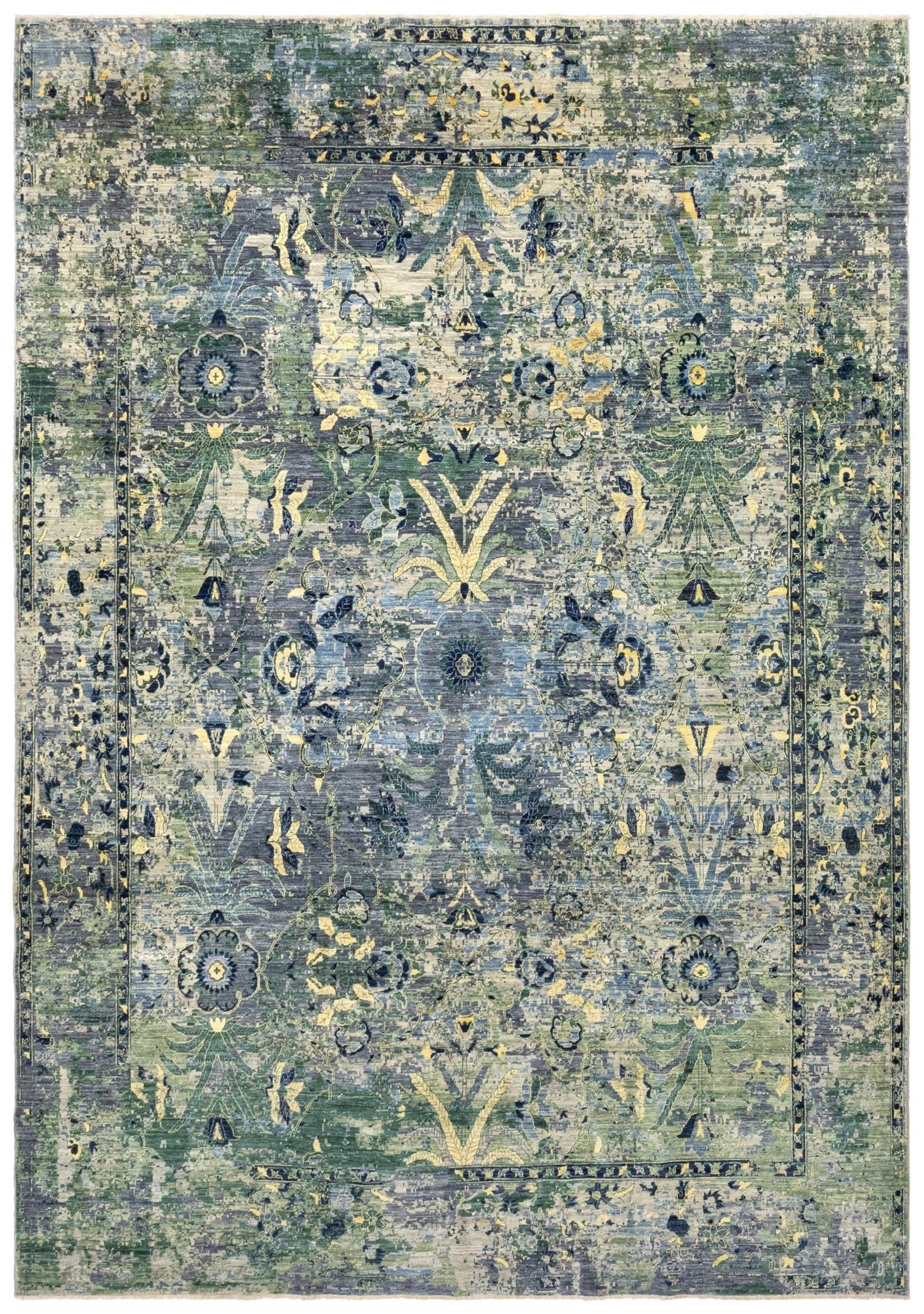 Moghul Erased Handwoven Transitional Rug