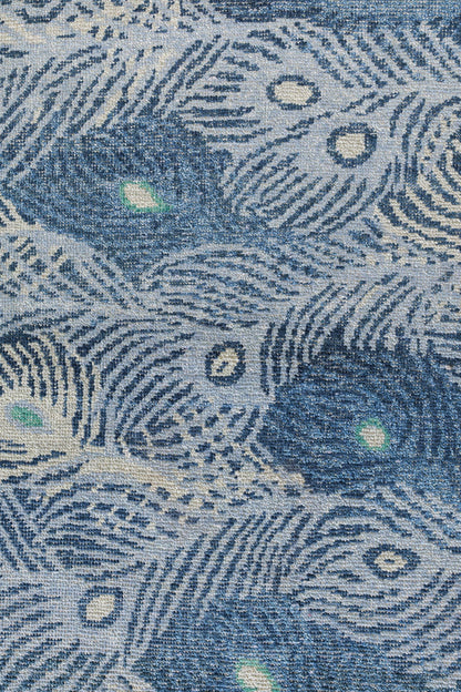 Peacock Feather Handwoven Transitional Rug, J79986