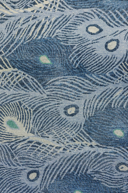 Peacock Feather Handwoven Transitional Rug, J79994