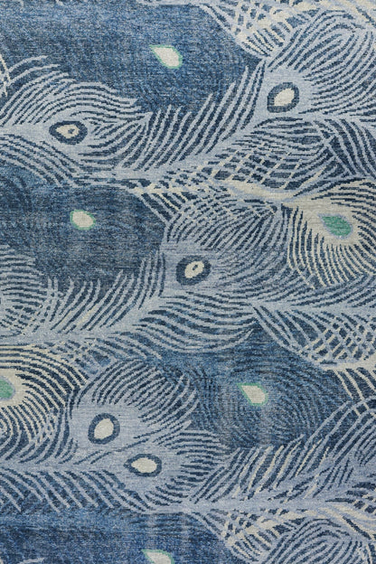 Peacock Feather Handwoven Transitional Rug, J80016