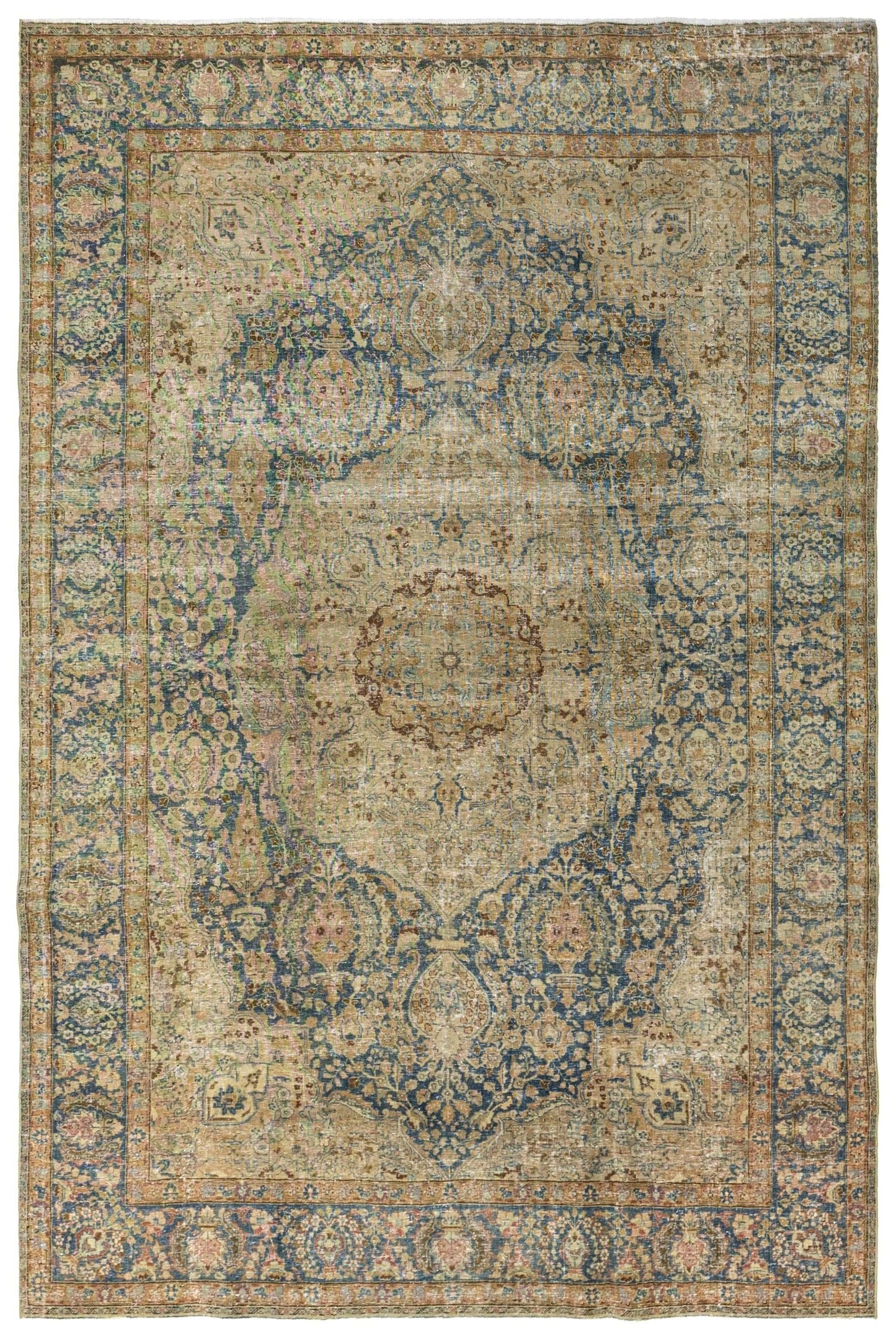 Vintage Tabriz Handwoven Transitional Rug