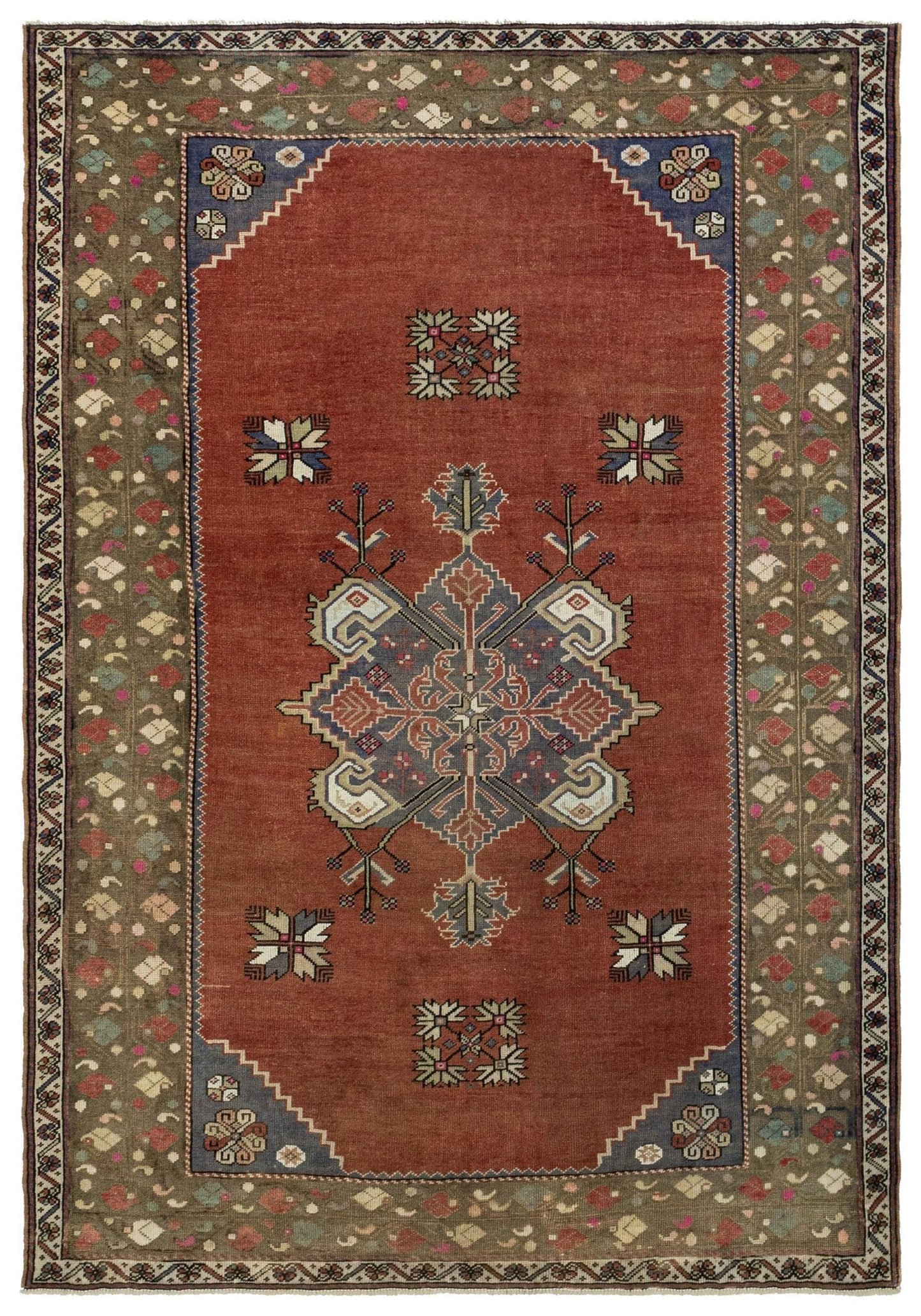 Vintage Anatolian Handwoven Tribal Rug
