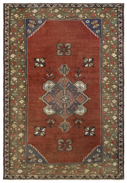 Vintage Anatolian Handwoven Tribal Rug