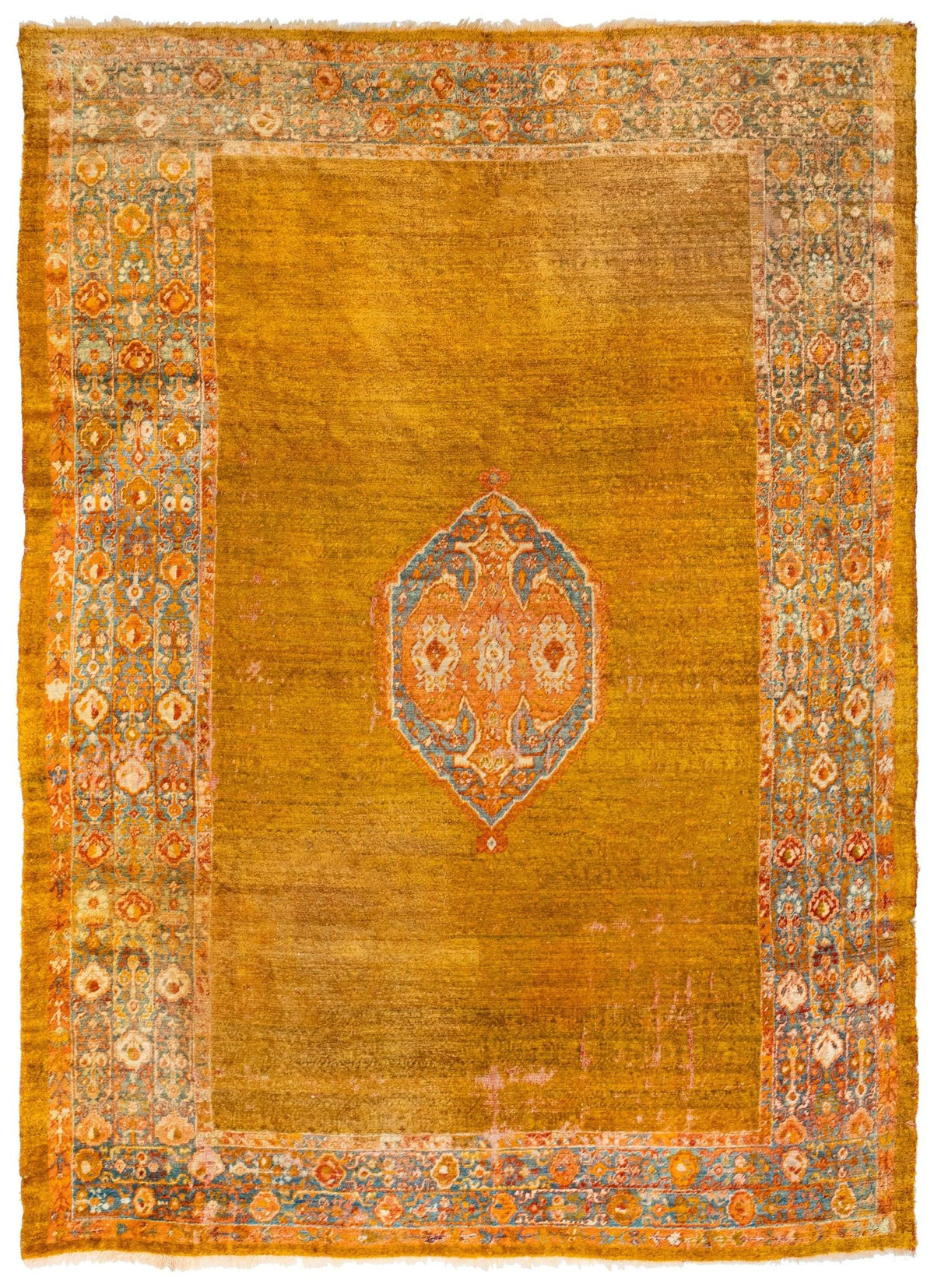Antique Angora Oushak Handwoven Tribal Rug