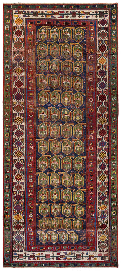 Vintage Azeri Handwoven Tribal Rug
