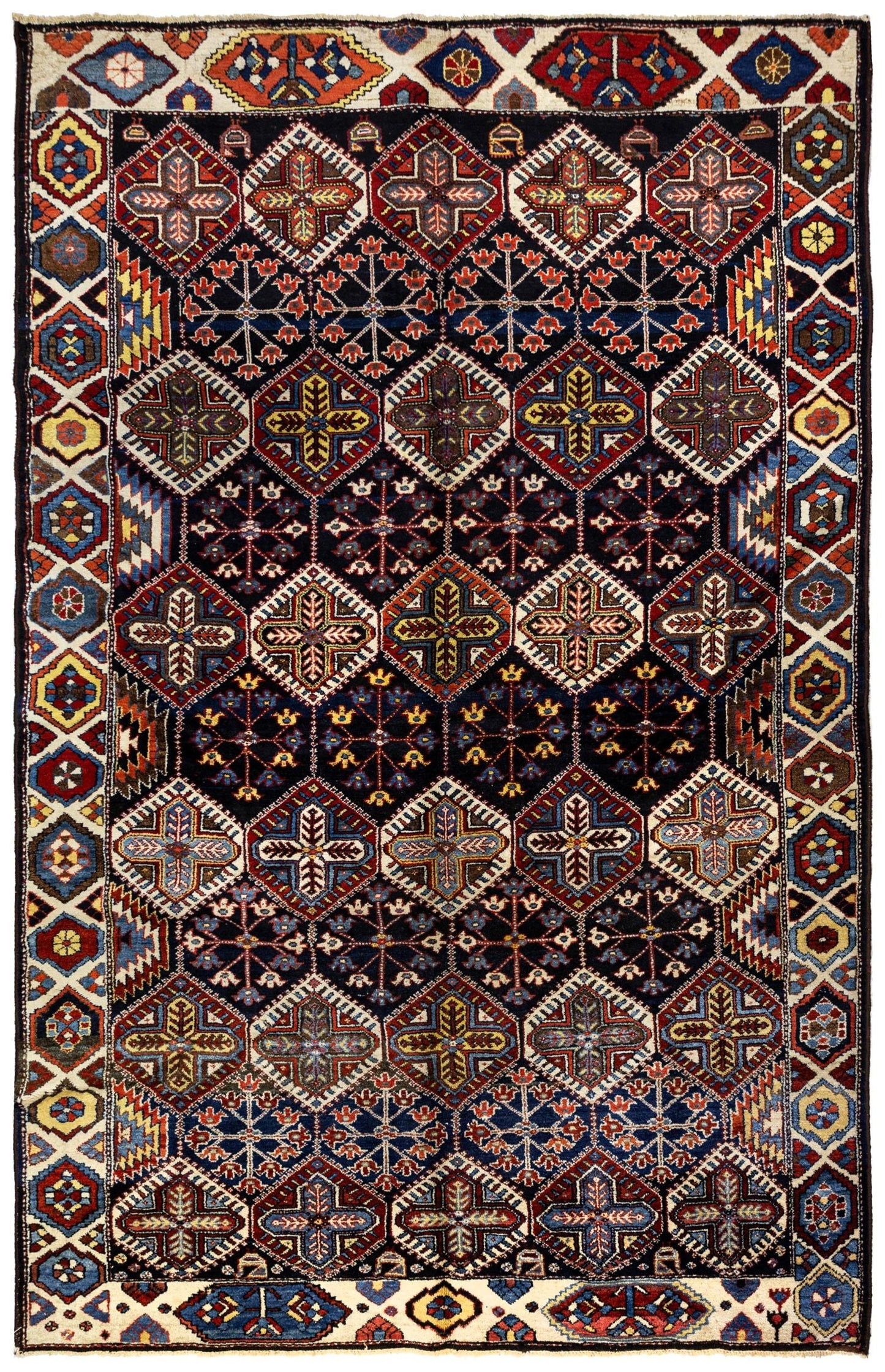 Antique Bakhtiari Handwoven Tribal Rug