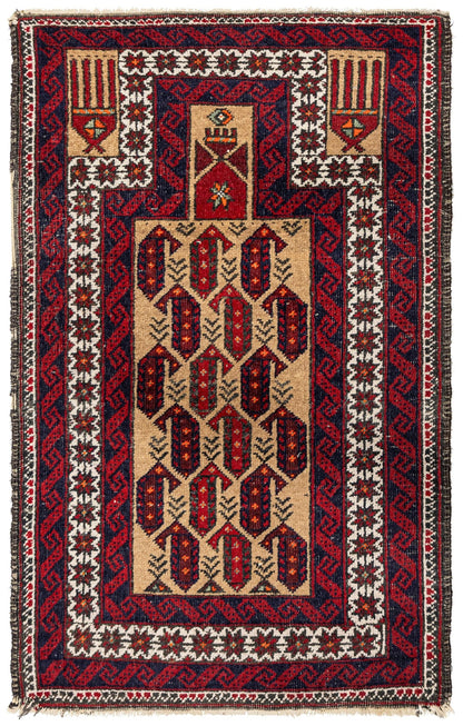 Vintage Baluch Handwoven Tribal Rug