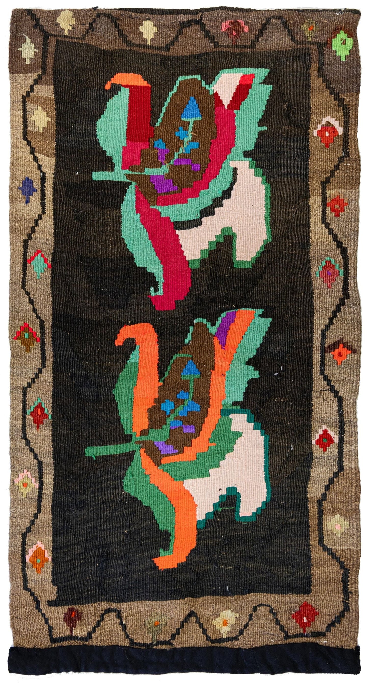 Vintage Bessarabian Handwoven Tribal Rug