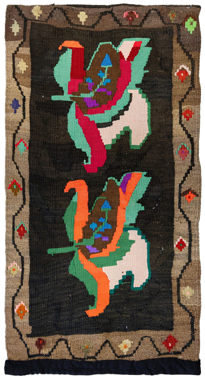 Vintage Bessarabian Handwoven Tribal Rug