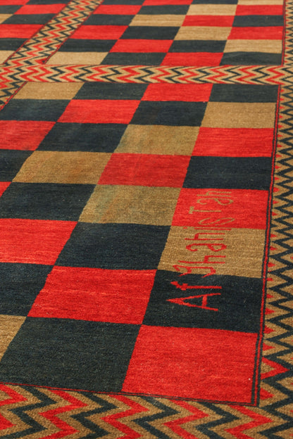 Checker Board Handwoven Tribal Rug, J79572