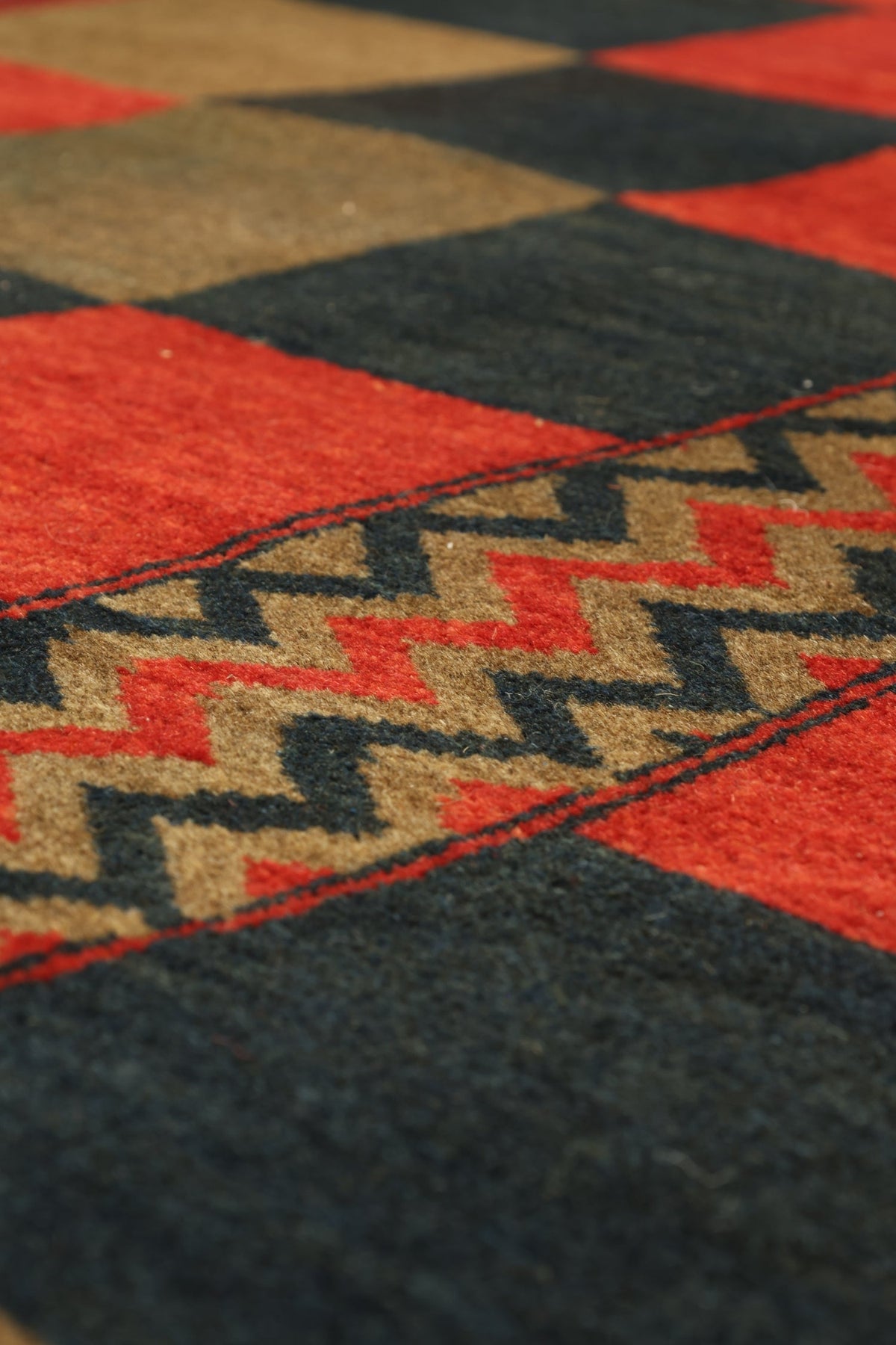 Checker Board Handwoven Tribal Rug, J79572