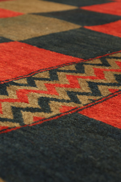 Checker Board Handwoven Tribal Rug, J79572