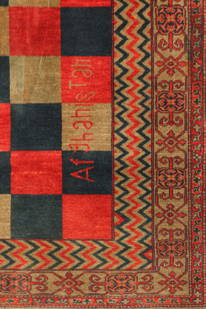 Checker Board Handwoven Tribal Rug, J79572