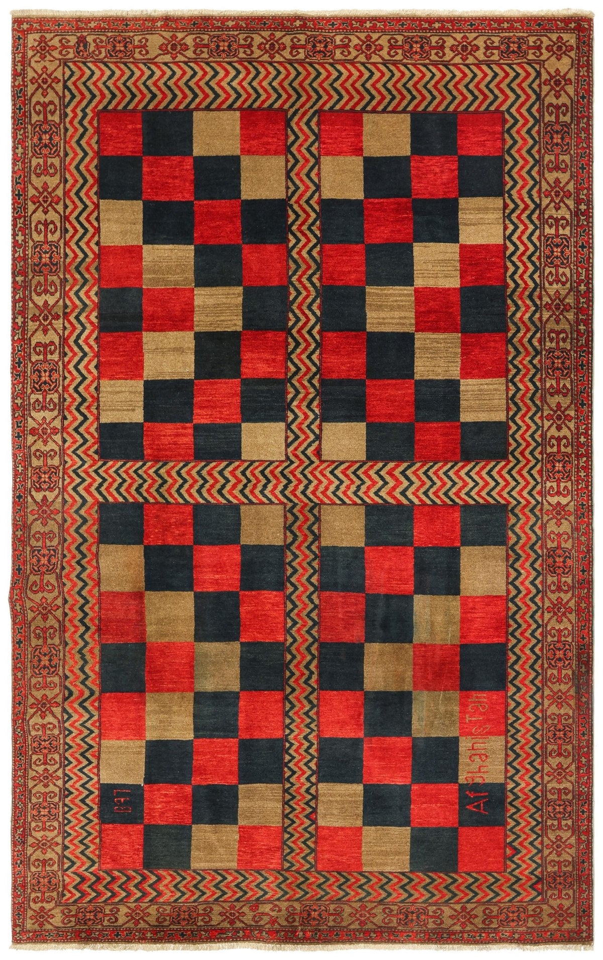 Checker Board Handwoven Tribal Rug