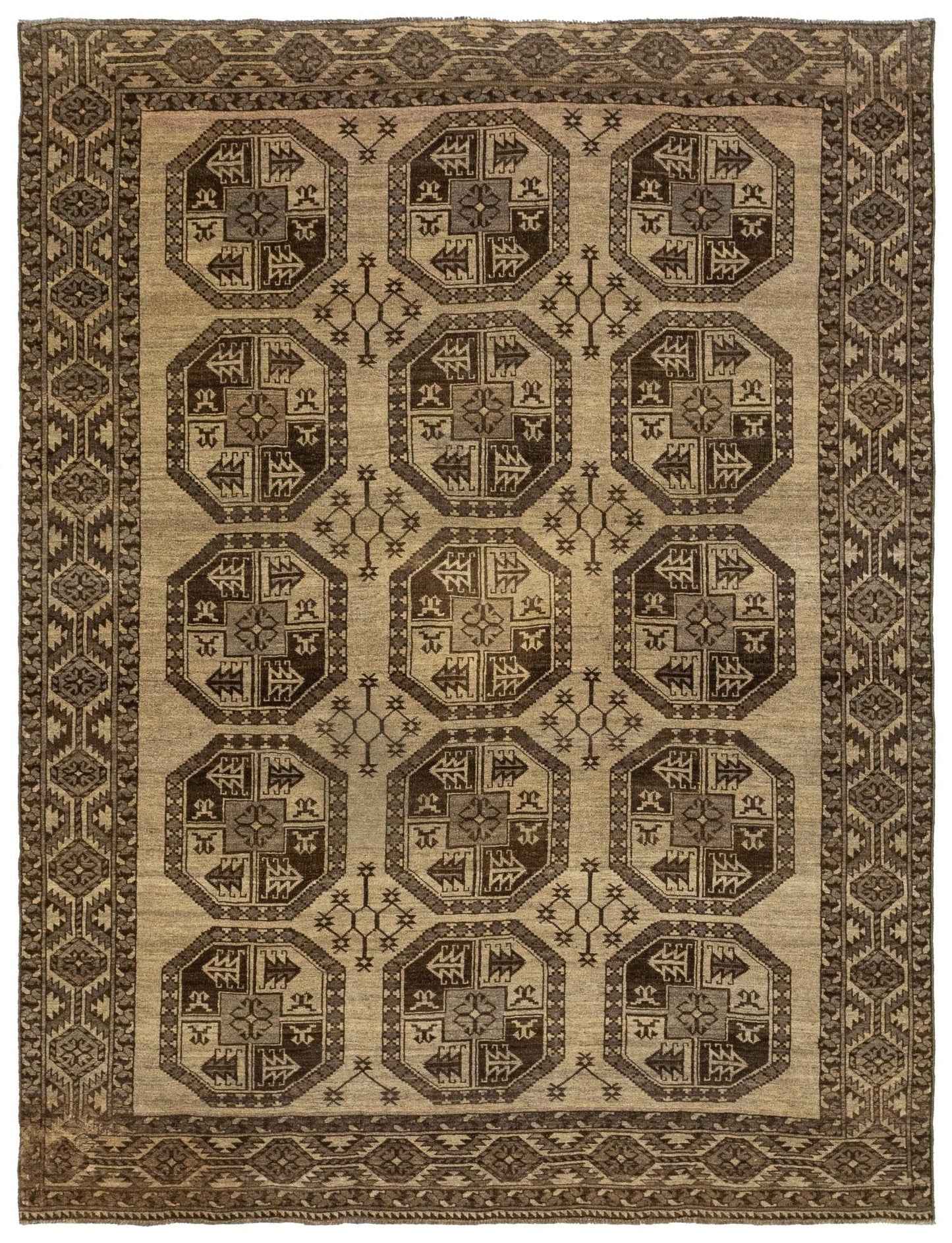 Vintage Ersari Handwoven Tribal Rug