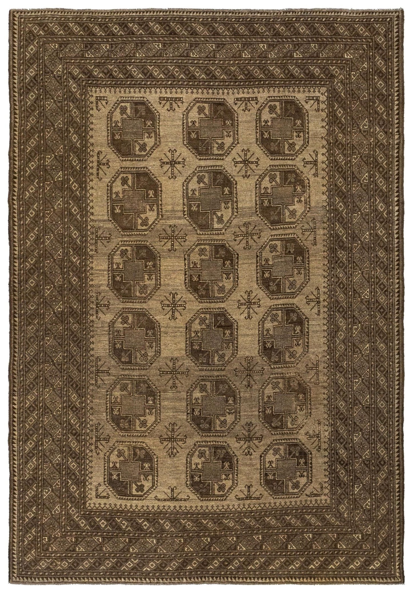 Vintage Ersari Handwoven Tribal Rug