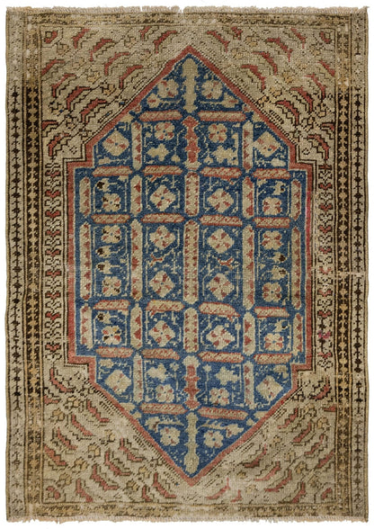 Vintage Ghiordes Handwoven Tribal Rug
