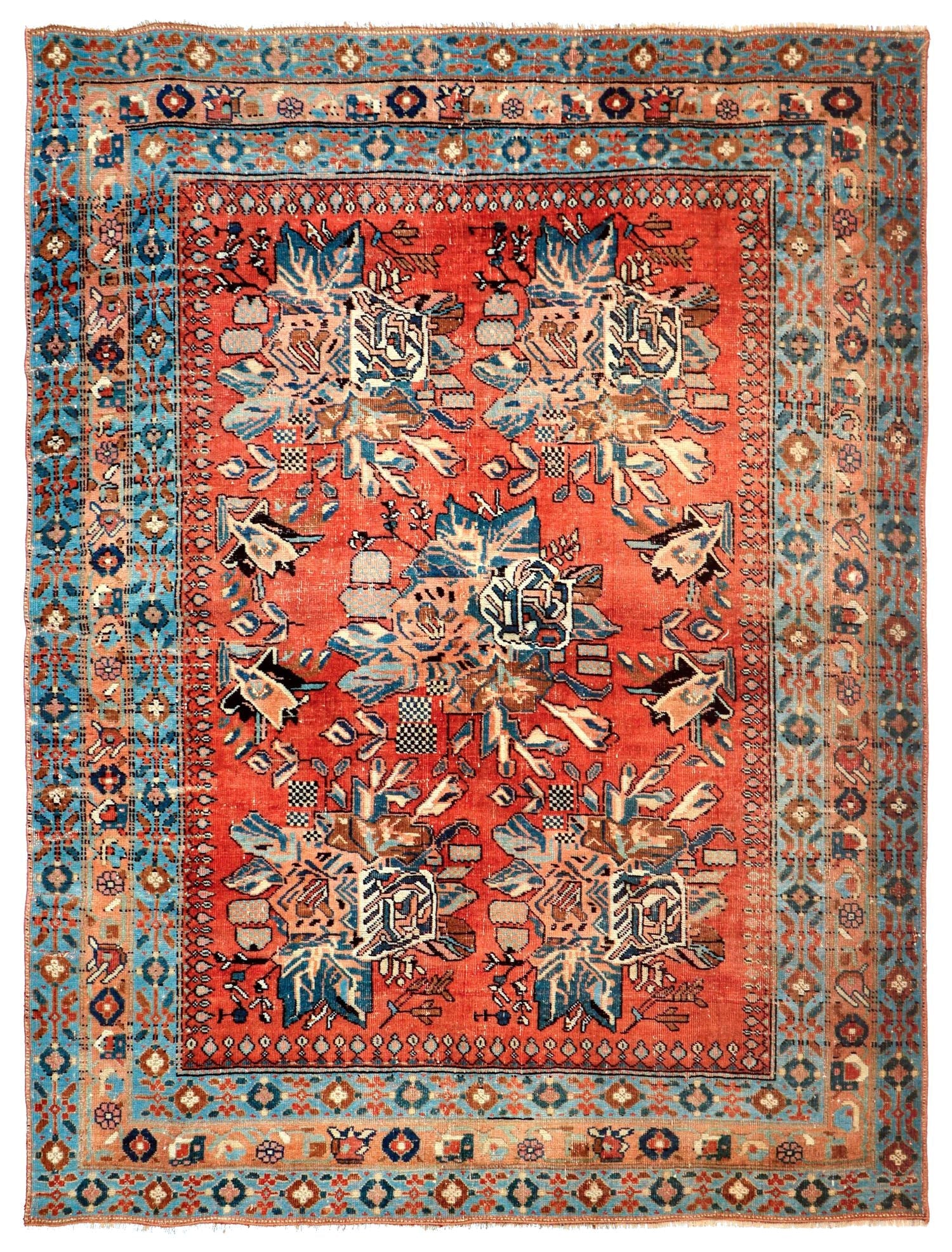 Vintage Gol Farang Afshar Handwoven Tribal Rug
