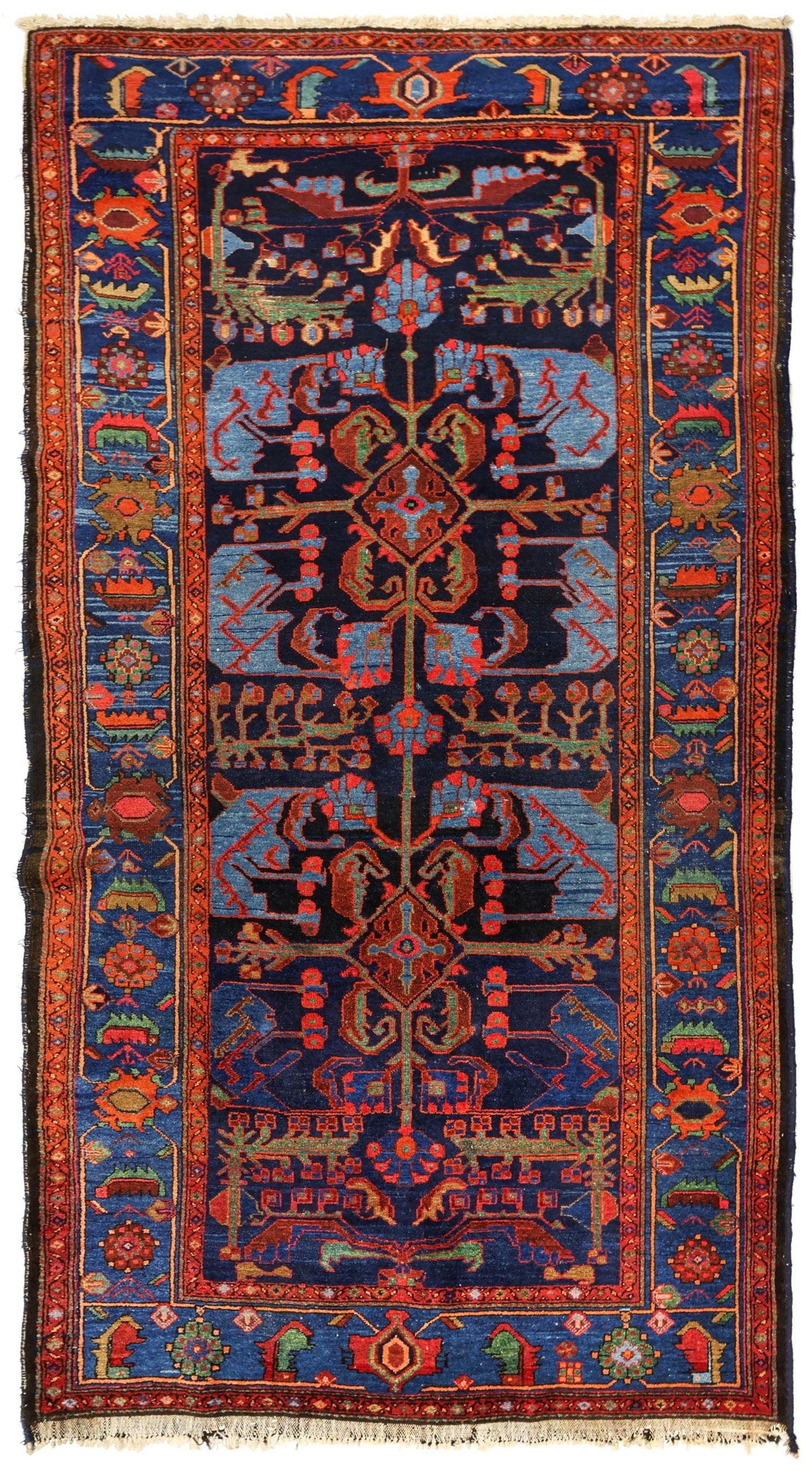 Antique Hamadan Handwoven Tribal Rug