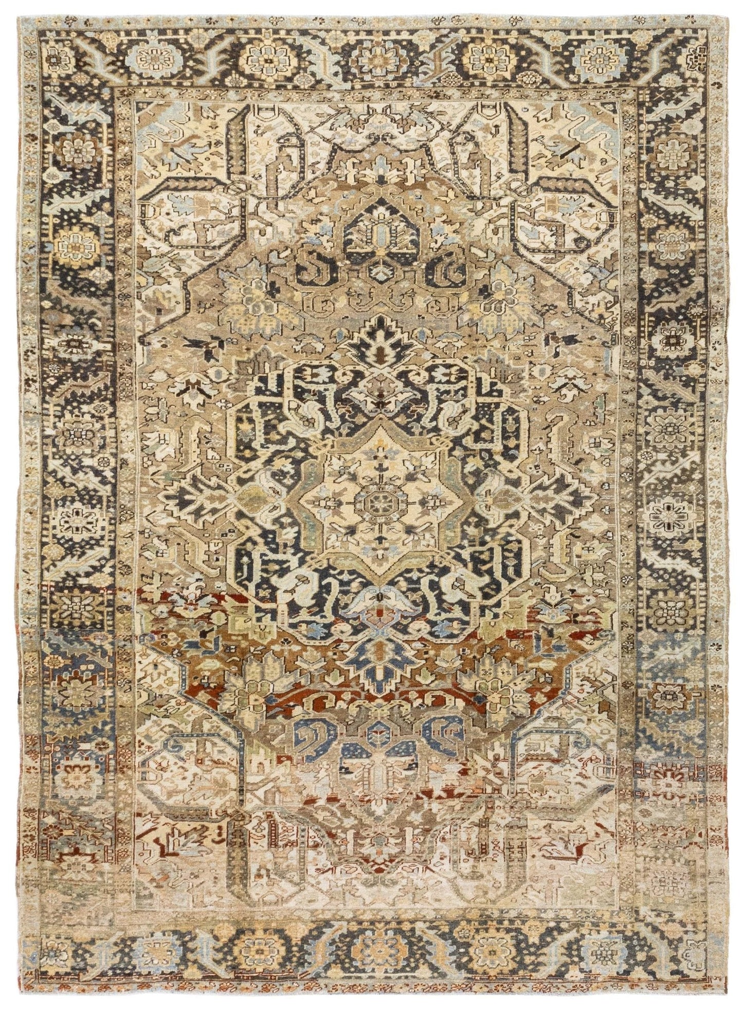 Vintage Heriz Handwoven Tribal Rug