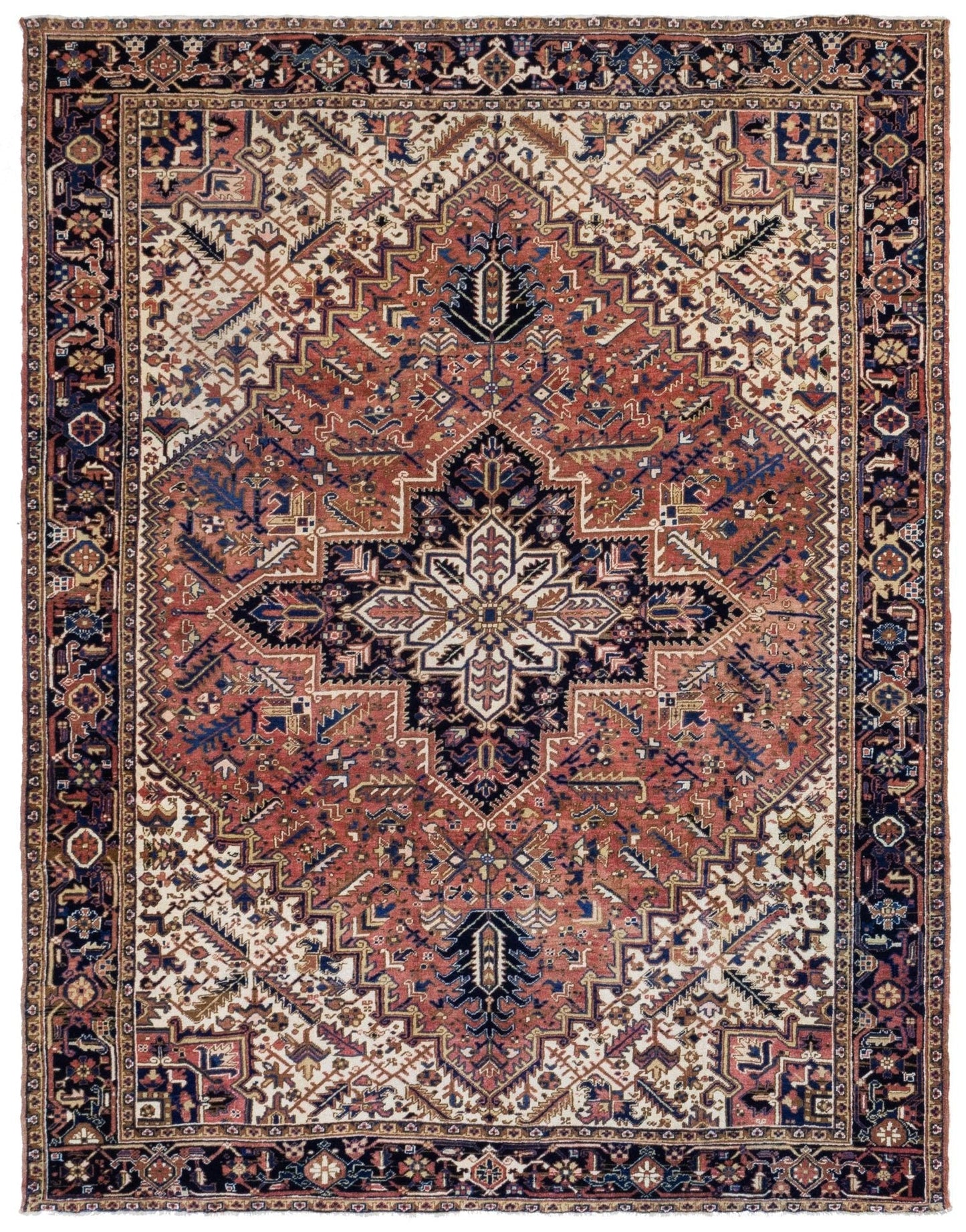 Vintage Heriz Handwoven Tribal Rug