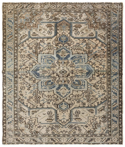 Vintage Heriz Handwoven Tribal Rug