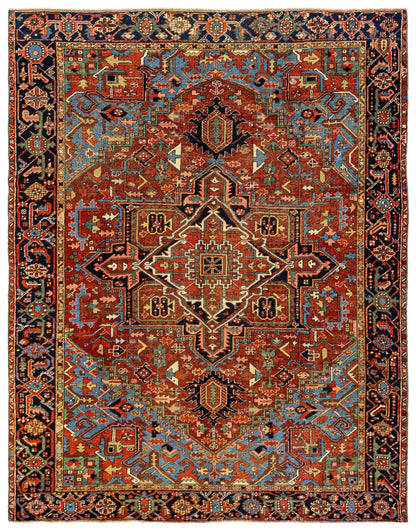 Vintage Heriz Handwoven Tribal Rug