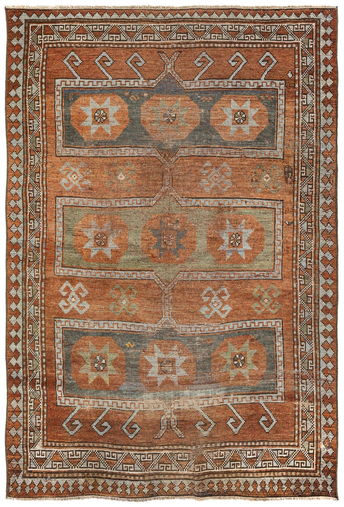 Vintage Kazak Handwoven Tribal Rug