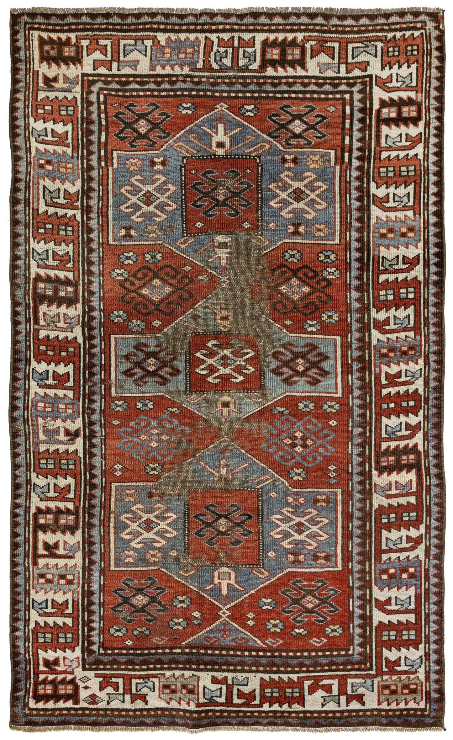 Vintage Kazak Handwoven Tribal Rug