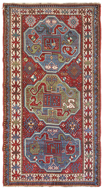 Antique Kazak Handwoven Tribal Rug