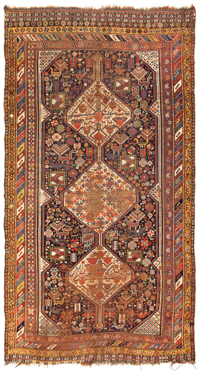 Vintage Khamseh Handwoven Tribal Rug