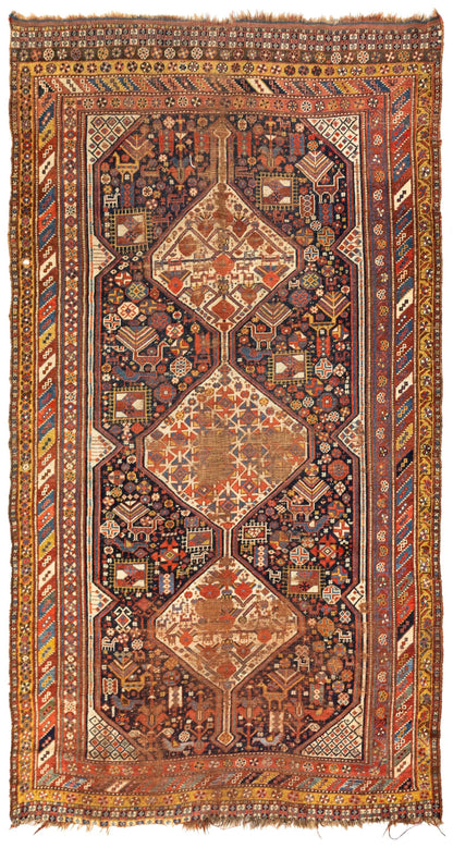 Vintage Khamseh Handwoven Tribal Rug