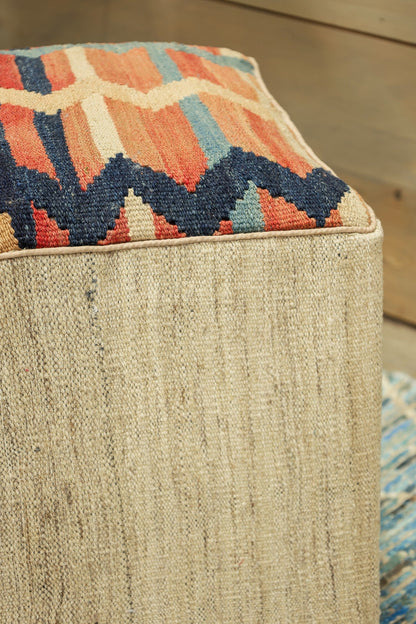 Kilim Rug Ottoman, J80388