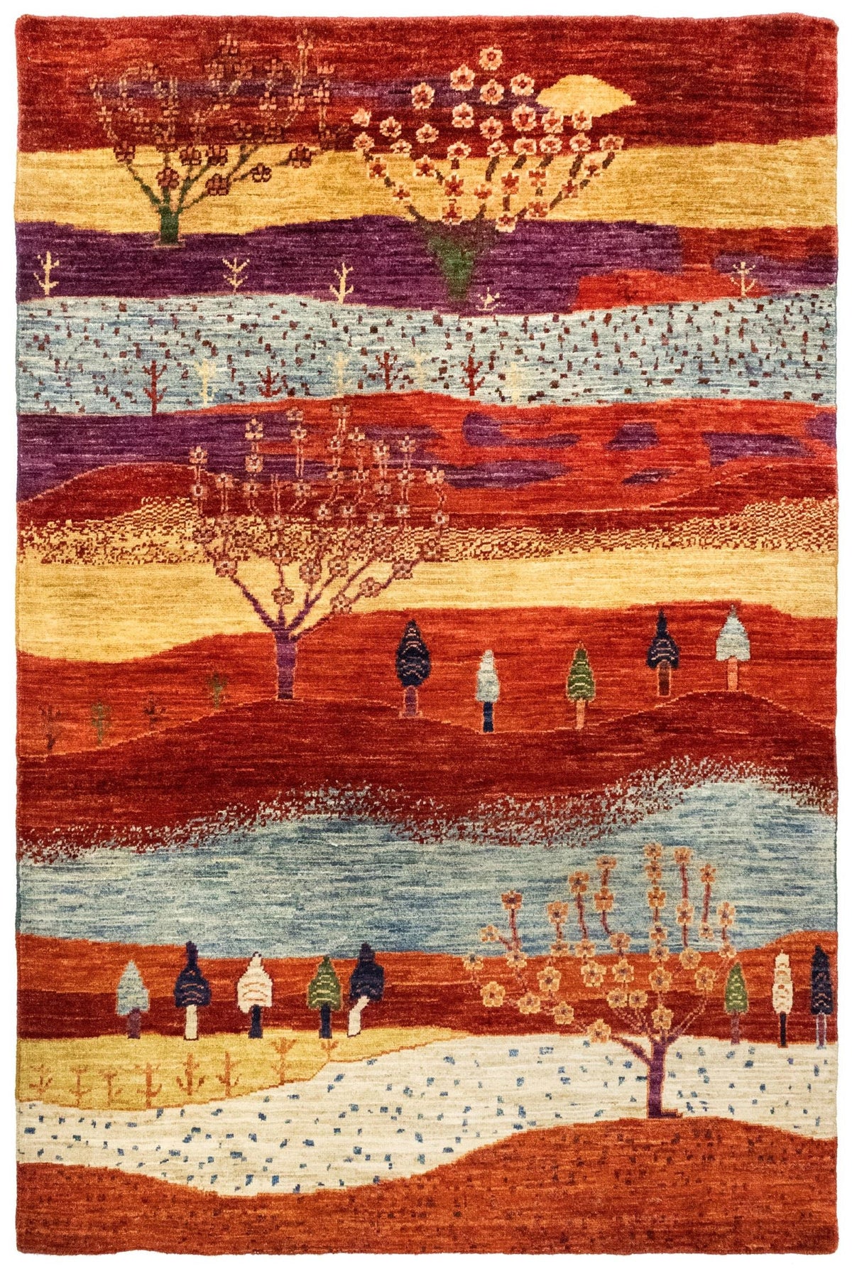 Landscape Gabbeh Handwoven Tribal Rug