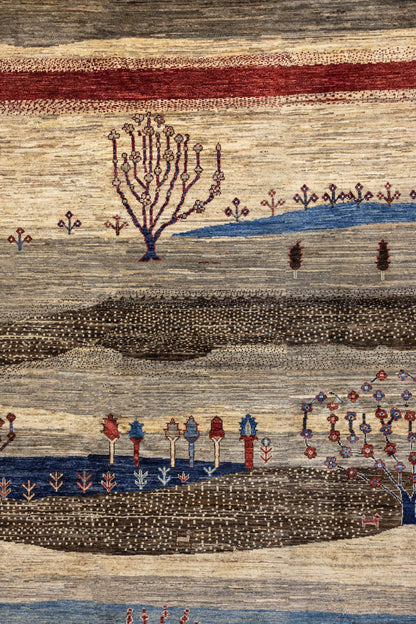 Landscape Gabbeh Handwoven Tribal Rug, J86213