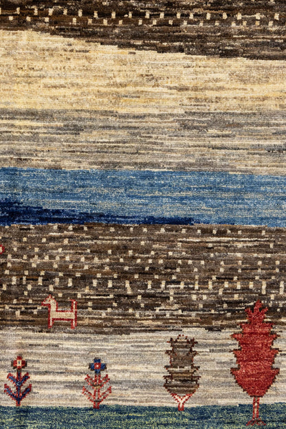 Landscape Gabbeh Handwoven Tribal Rug, J86213