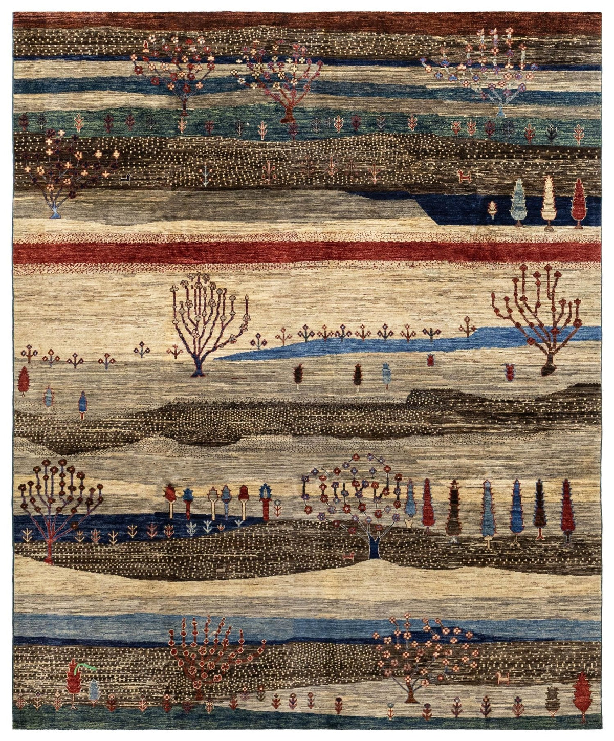 Landscape Gabbeh Handwoven Tribal Rug