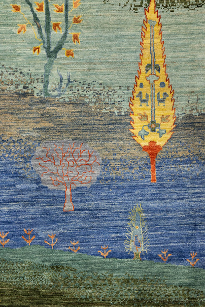 Landscape Gabbeh Handwoven Tribal Rug, J87454