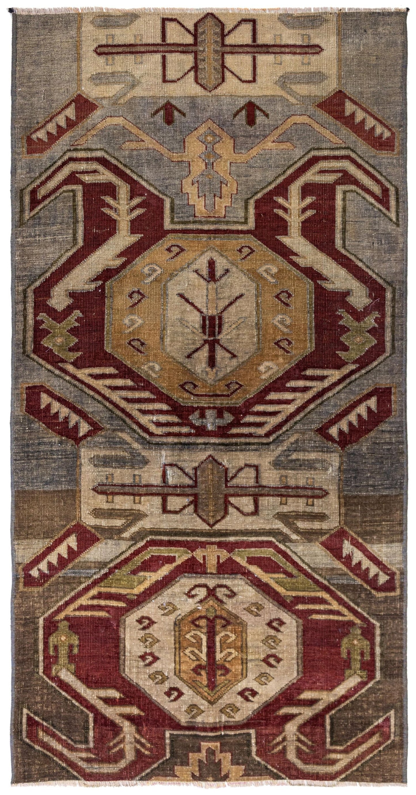 Vintage Lenkoran Fragment Handwoven Tribal Rug