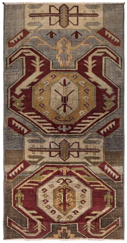 Vintage Lenkoran Fragment Handwoven Tribal Rug