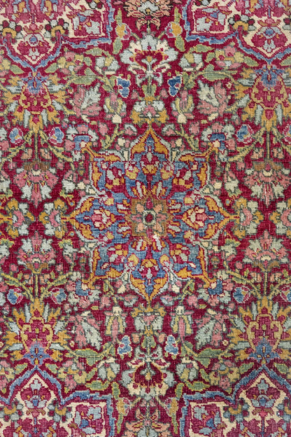 Vintage Mashad Amoghli Handwoven Tribal Rug, J75317