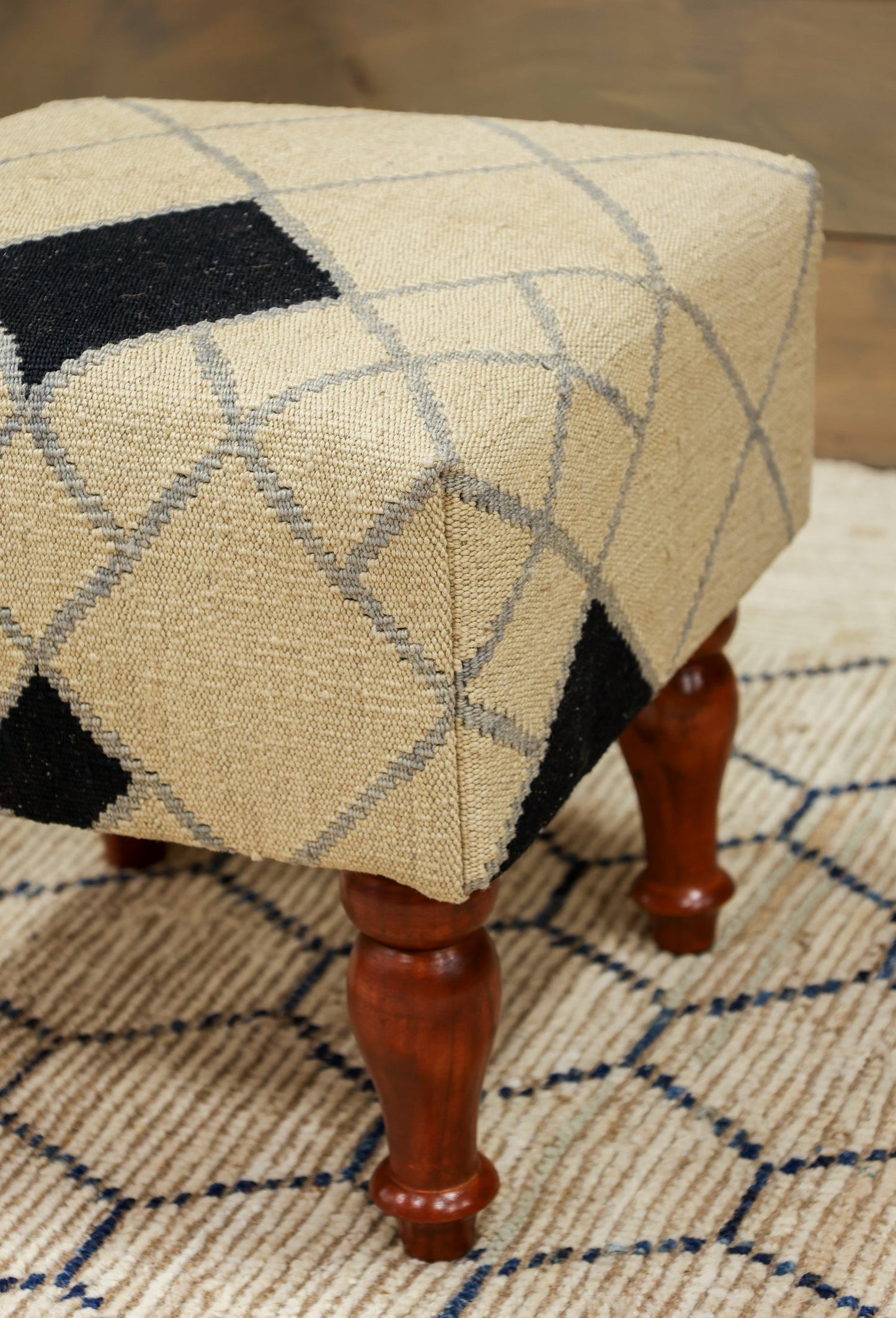 Modern Kilim Rug Foot Stool, J80247